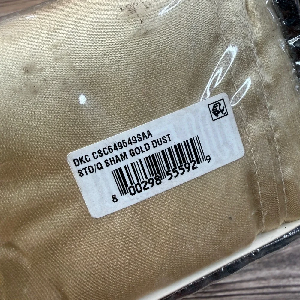Donna Karan Essential Silk Quilted Standard Sham Gold Dust 100% Silk  NEW